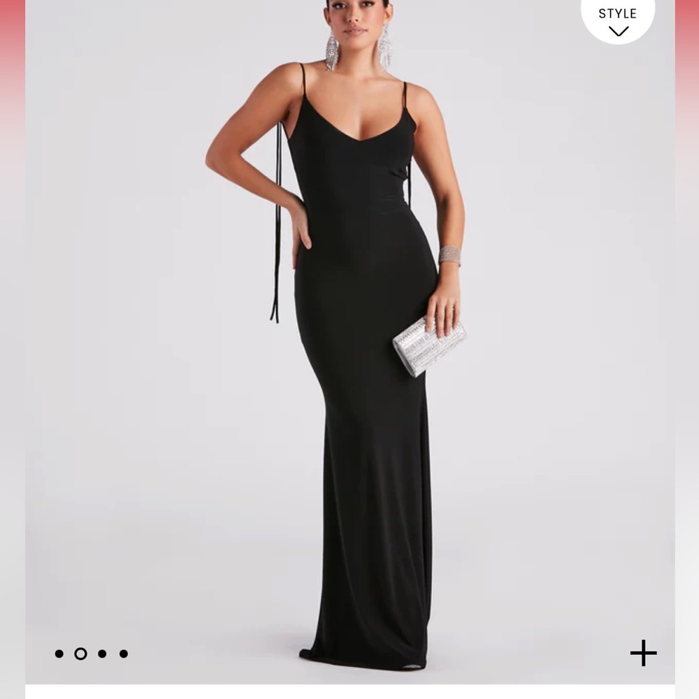 Black open back elegant dress